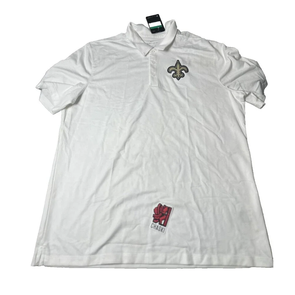 Nike NFL New Orleans Saints football White Polo Men's size XL NKNB-10A NEW